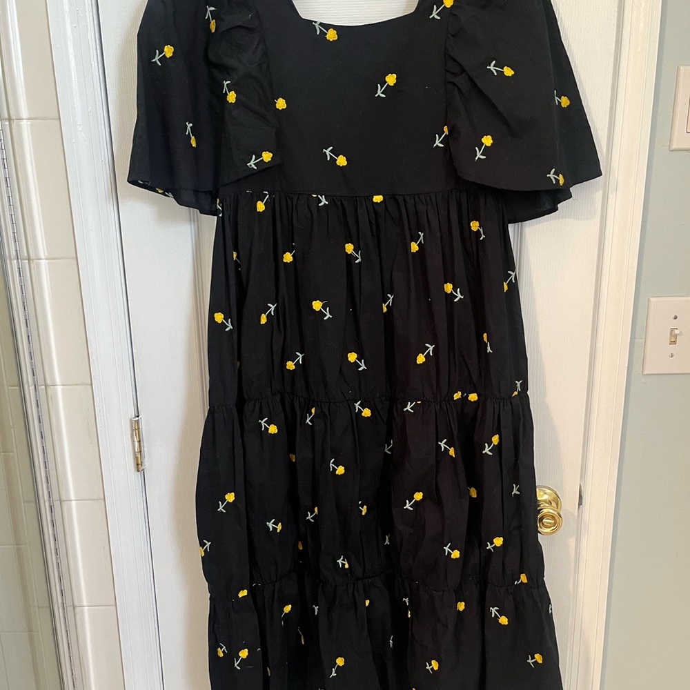 Charming Black and Yellow Floral Dress